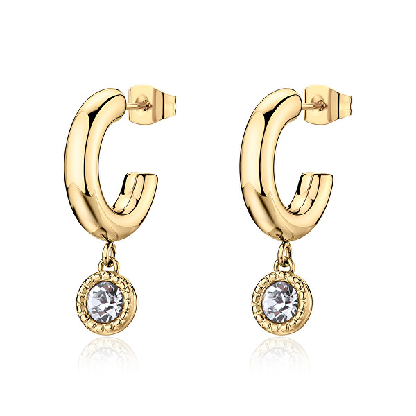 Kruhové pozlacené náušnice s krystaly Aurora SAR69