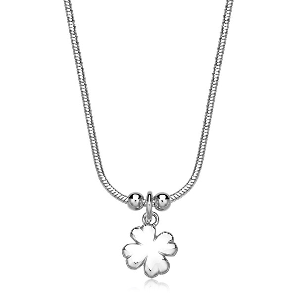 Ocelový náhrdelník pro štěstí Čtyčlístek Click SCK282