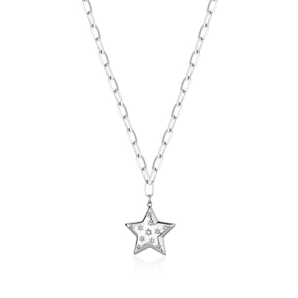 Ocelový náhrdelník Hvězda s krystaly Stellar SSE02