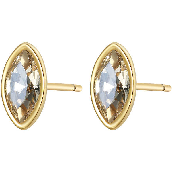Vergoldete Stahl Ohrringe mit Honig Kristall CLICK SCK35