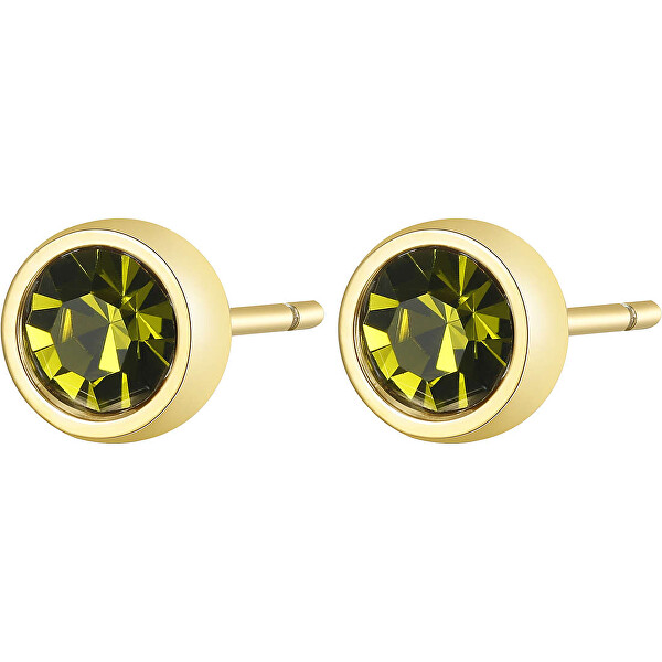 Vergoldete Stahl Ohrringe mit grünen Kristallen CLICK SCK27