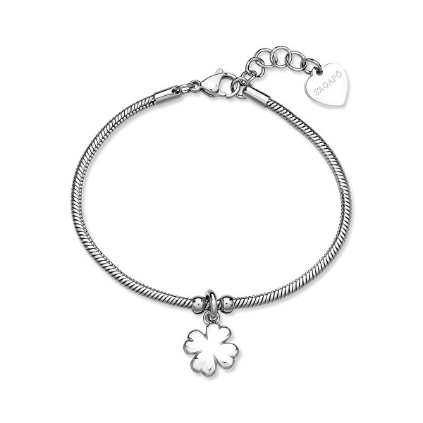Překrásný ocelový náramek se čtyřlístkem Click SCK289