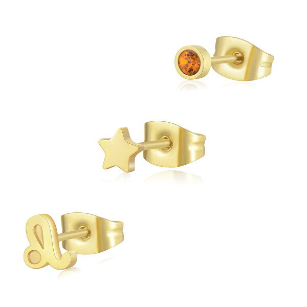 Set aus drei vergoldeten Ohrringen Löwe Click SCK200