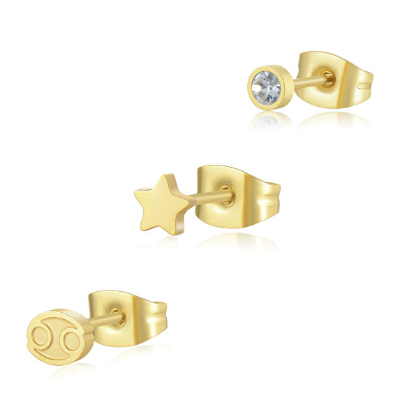 Set di tre orecchini placcati in oro Cancro Click SCK199