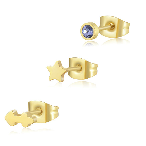 Set di tre orecchini placcati in oro Sagittario Click SCK204