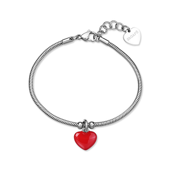 Slušivý ocelový náramek s přívěskem srdce Click SCK291