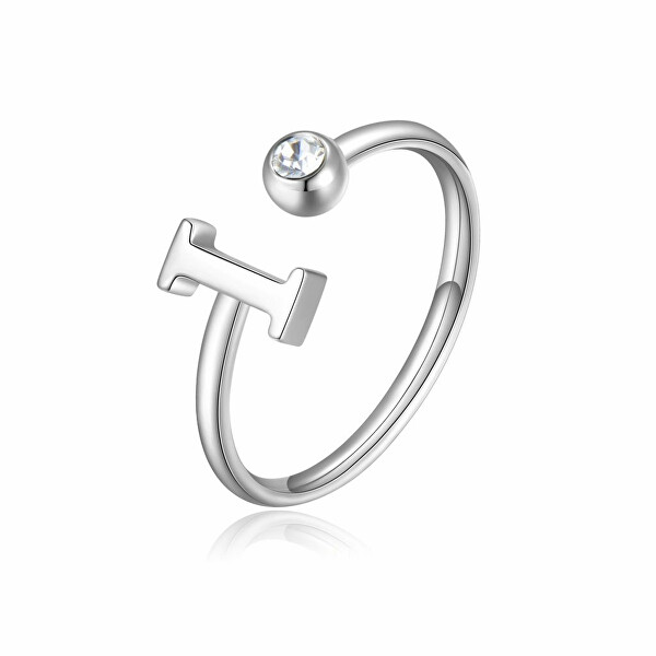 Stílusos acél gyűrű kristállyal I-betű Click SCK180