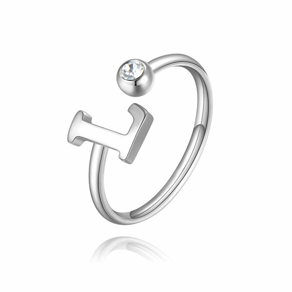 Stílusos acél gyűrű kristállyal L-betű Click SCK183