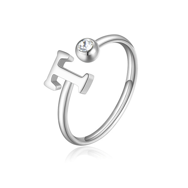 Stylový ocelový prsten T s krystalem Click SCK190