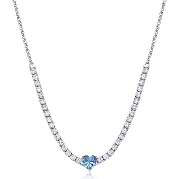 Náhrdelník s modrým kubickým zirkonem Dazzly SDZ148