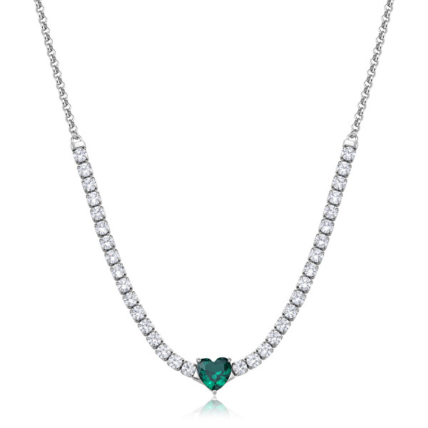 Náhrdelník s zeleným kubickým zirkonem Dazzly SDZ150