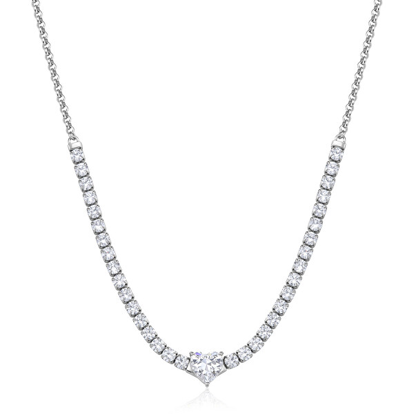 Ocelový náhrdelník se zirkony Srdce Dazzly SDZ147