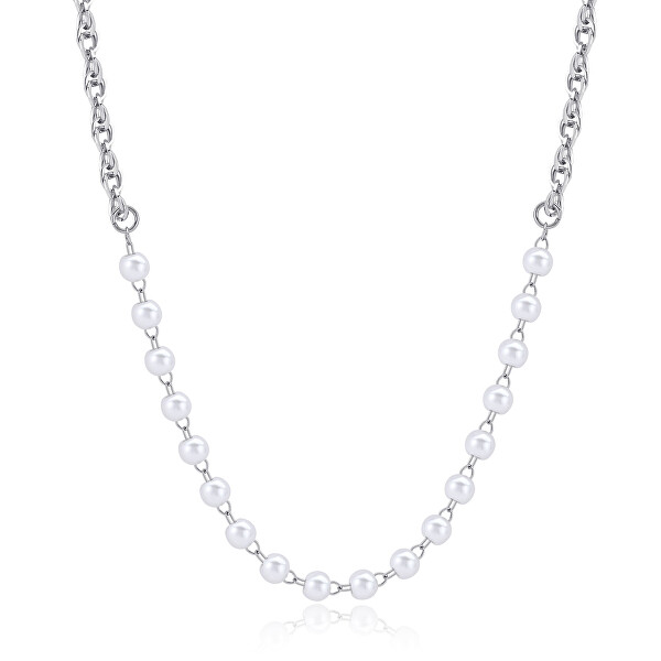 Půvabný ocelový náhrdelník s perlami Chunky SHK63