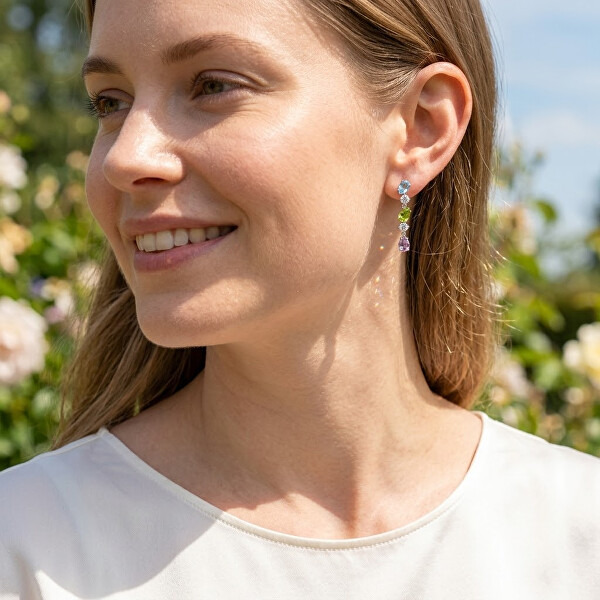 Krásné stříbrné náušnice Colored stones SC673