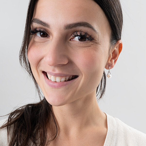 Nežné náušnice s perlou a zirkony SC405