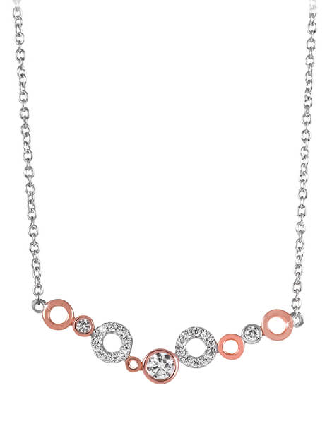 Bicolor dámsky náhrdelník so zirkónmi SC346