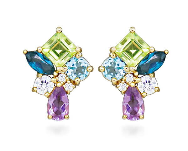 Hravé pozlacené náušnice Colored Stones SC544