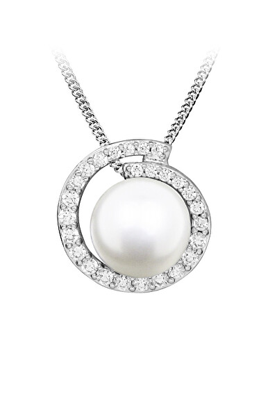 Collana unica in argento con perla autentica SC483 (catena, ciondolo)
