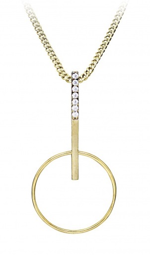 Collana minimalista in placcata oro con zirconi SC523 (catena, pendente)