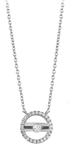 Moderní stříbrný náhrdelník se zirkony SC331