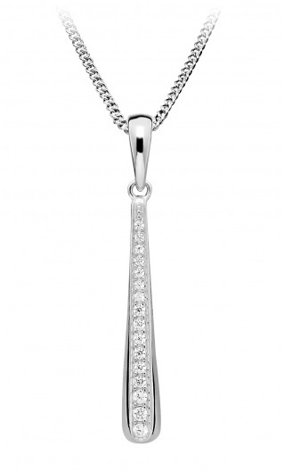 Zeitlose Silberkette mit Zirkonen SC499 (Halskette, Anhänger)
