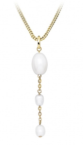 Collana raffinata placcata in oro con vere perle SC513 (catenina, pendente)