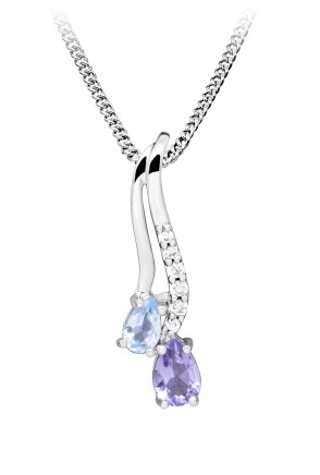 Očarujúce strieborný náhrdelník so zirkónmi SC505 (retiazka, prívesok)