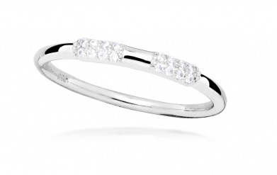 Minimalistický stříbrný prsten se zirkony SC512