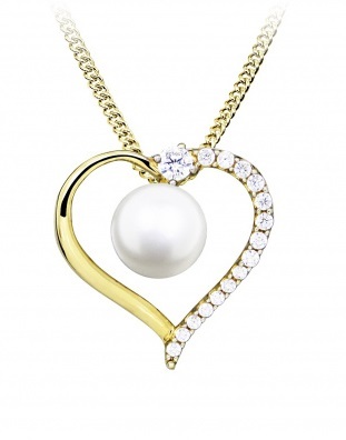 Romantický pozlacený náhrdelník SC517 (řetízek, přívěsek)