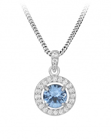 Elegantný strieborný náhrdelník so zirkónmi SC489 (retiazka, prívesok)