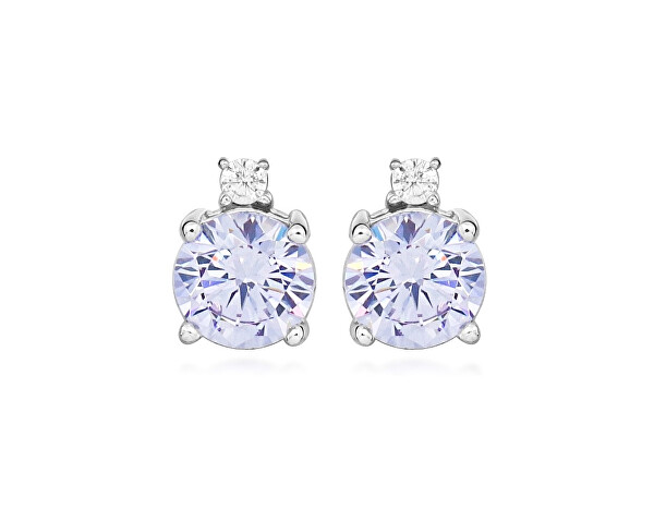 Stříbrné náušnice se syntetickým ametystem Colored Stones SC657