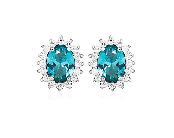 Stříbrné náušnice se syntetickým turmalínem Colored Stones SC646