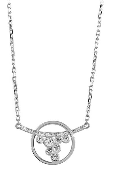 Strieborný náhrdelník s čírymi zirkónmi SC316