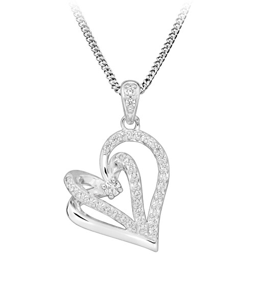 Stříbrný náhrdelník se srdíčkem Love & Infinity SC603 (řetízek, přívěsek)