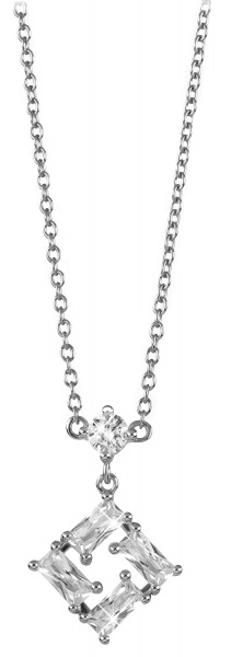 Žiarivý strieborný náhrdelník s kubickými zirkónmi SC334-041655501