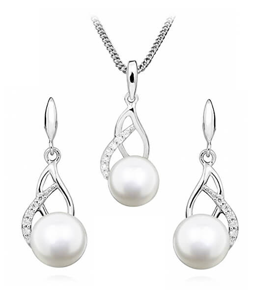 Zvýhodnená sada šperkov s perlami SC404, SC405 (retiazka, prívesok, náušnice)
