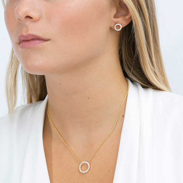Okouzlující pozlacený náhrdelník s kubickými zirkony Biella SJ-C338(1)-CZ(YG)