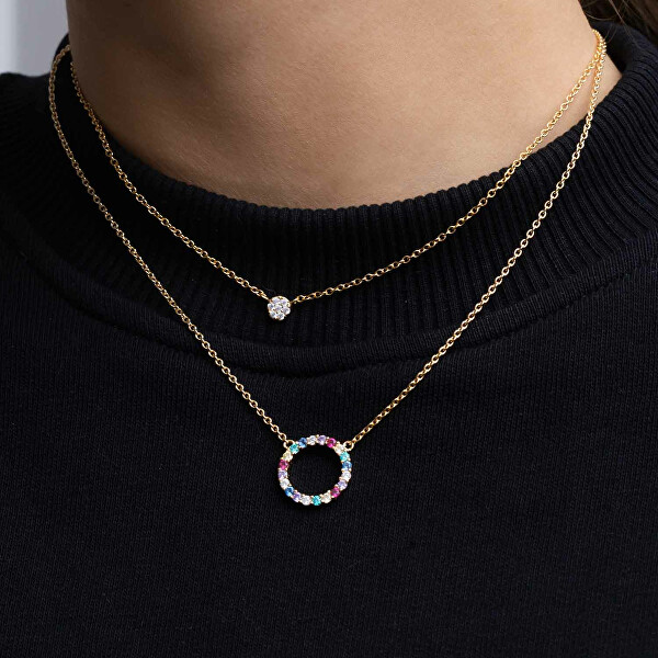 Okouzlující pozlacený náhrdelník s kubickými zirkony Biella SJ-C338(1)-XCZ(YG)