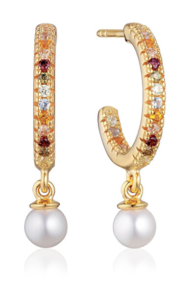 Eleganti orecchini a cerchio con perle Ellera SJ-E12280-ACZ-SG