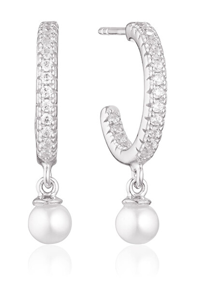 Eleganti orecchini a cerchio con perle Ellera SJ-E12280-CZ-SS