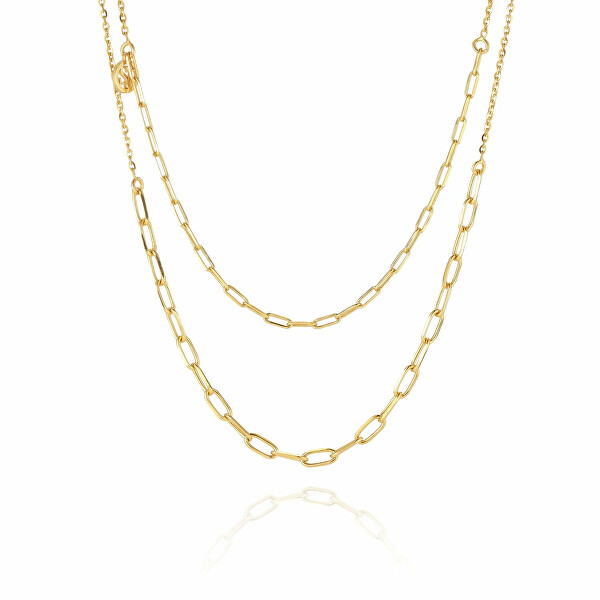 Módní pozlacený dvojitý náhrdelník Chains SJ-C42132-SG