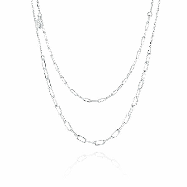 Módní stříbrný dvojitý náhrdelník Chains SJ-C42132-SS