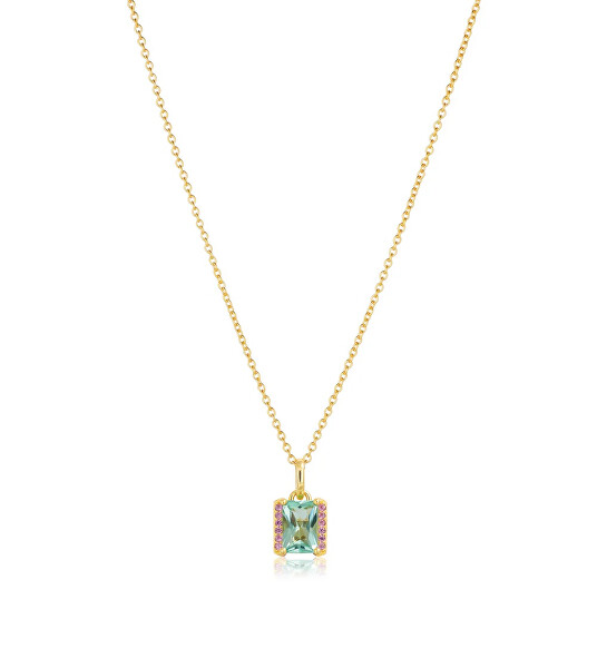 Originální pozlacený náhrdelník se zirkony Roccanova SJ-N42253-TQPK-YG