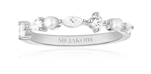 Stříbrný prsten s kubickými zirkony a perlami Adria SJ-R12260-PCZ