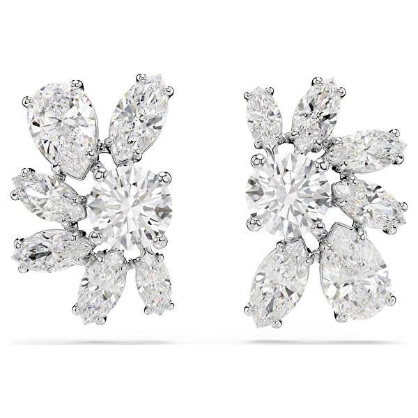 Asymetrické náušnice Květina se Swarovski zirkony Mesmera 5737462