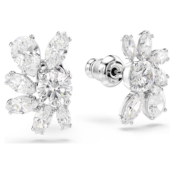 Asymetrické náušnice Květina se Swarovski zirkony Mesmera 5737462