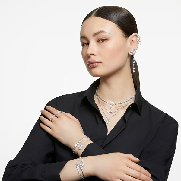 Asymetrické náušnice Květina se Swarovski zirkony Mesmera 5737462
