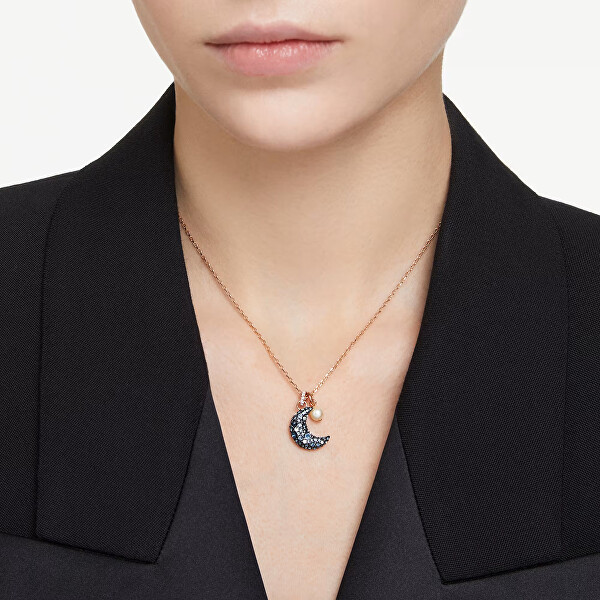 Pozlacený náhrdelník Měsíc a perla Sublima 5671585 (řetízek, přívěsky)