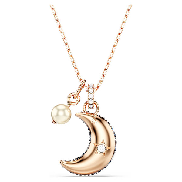 Pozlacený náhrdelník Měsíc a perla Sublima 5671585 (řetízek, přívěsky)