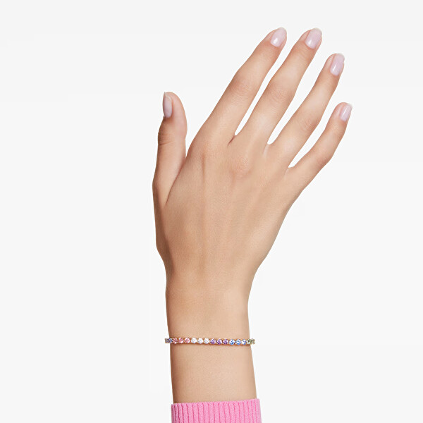 Třpytivý pozlacený náramek s barevnými zirkony Matrix Tennis 5685691